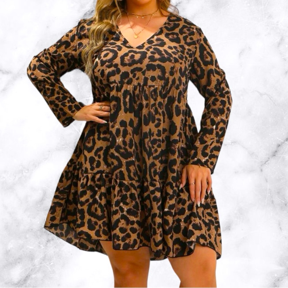 Long Sleeve Leopard Dress